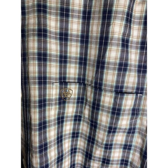 Ariat Men's Plaid Button-Down Shirt with Floral Contrast Cuffs Western Casual - Picture 6 of 9